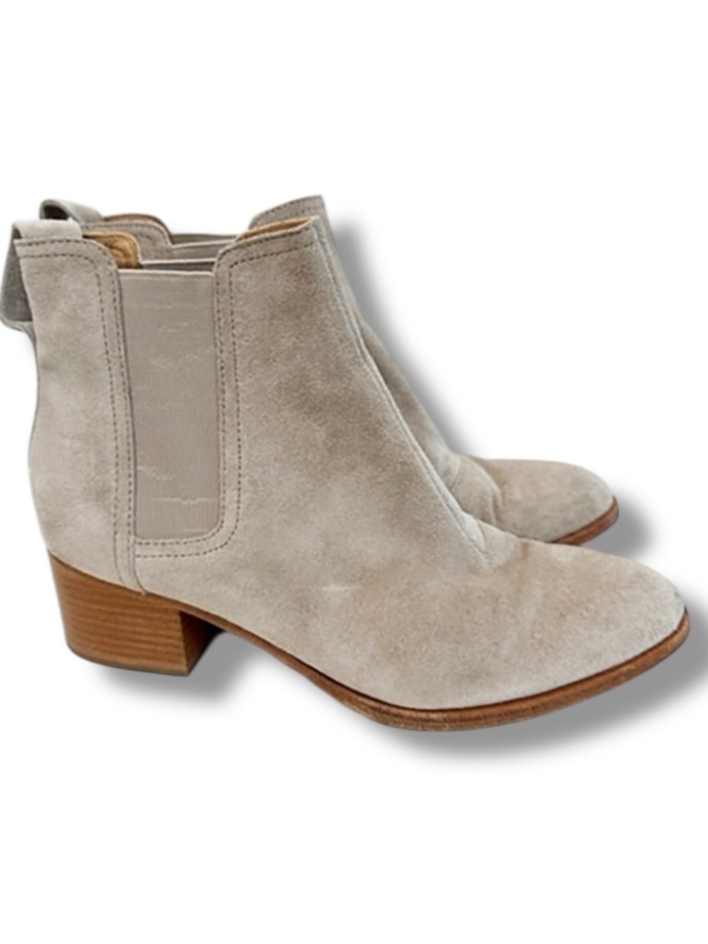 Rag Bone Walker II Suede Chelsea Ankle Boots Cement Gray Block Heel 38.5